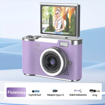 Kamera Cyfrowa Vlogging 4K z Obrotowym Ekranem dla Dorosłych