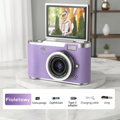 Kamera Cyfrowa Vlogging 4K z Obrotowym Ekranem dla Dorosłych