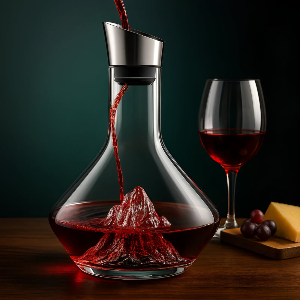 Glass Wine Carafe Modern Decanter Mountain Theme