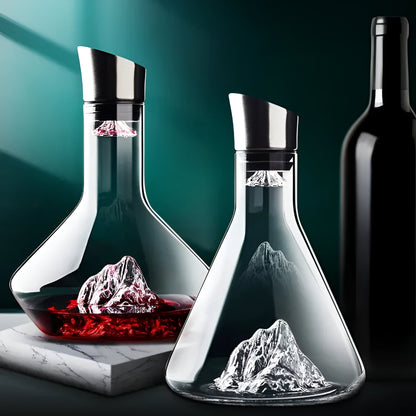 Glass Wine Carafe Modern Decanter Mountain Theme