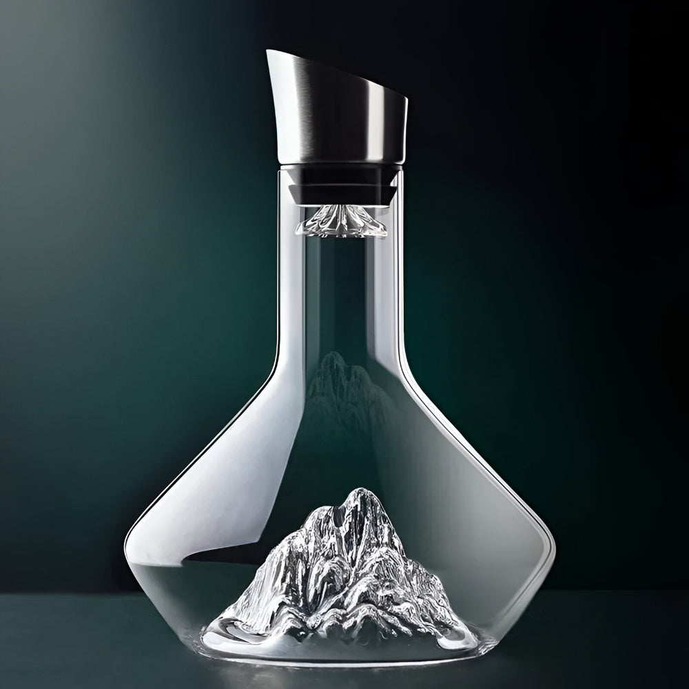 Glass Wine Carafe Modern Decanter Mountain Theme