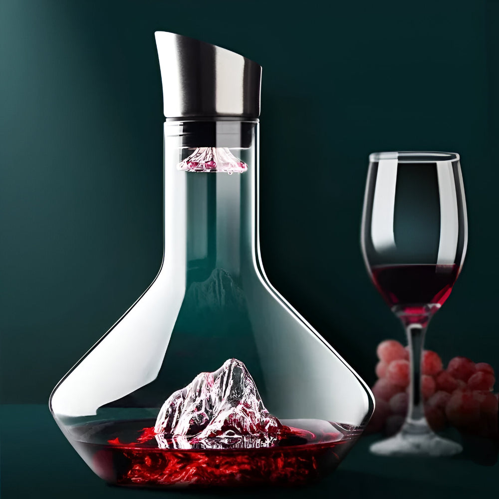 Glass Wine Carafe Modern Decanter Mountain Theme