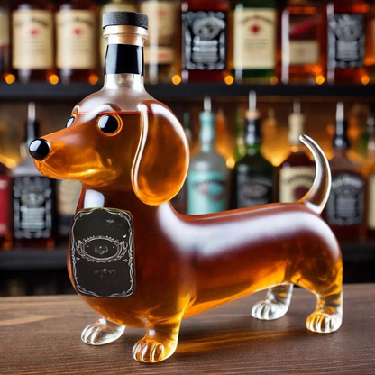 Glass Carafe for Whisky Dog Motif Home Bar