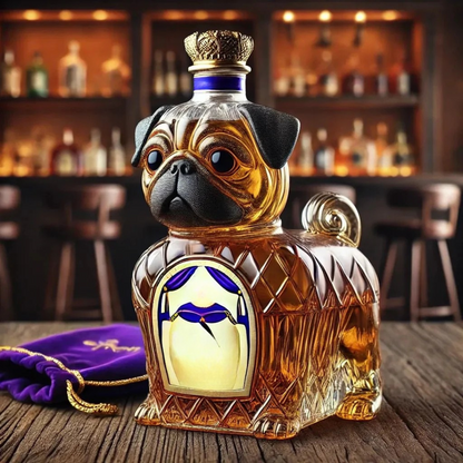 Glass Carafe for Whisky Dog Motif Home Bar