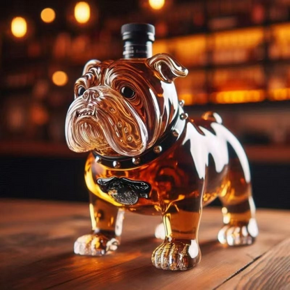 Glass Carafe for Whisky Dog Motif Home Bar
