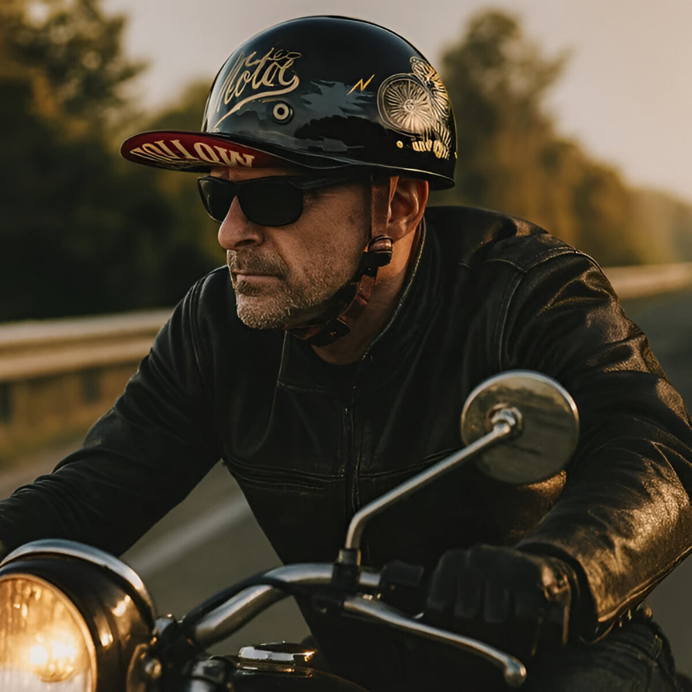 Kask Motocyklowy Półotwarty ABS Wizjer UV Styl Czapka