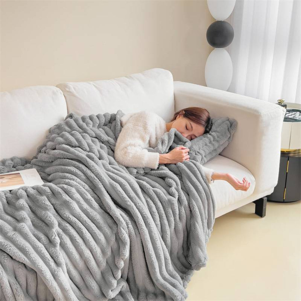 Fleece Blanket Soft Warm Decorative for Sofa