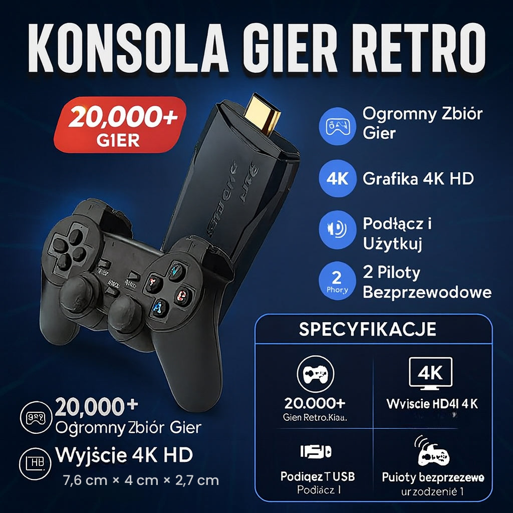 Konsola Do Gier Retro 4K Bezprzewodowe Pady