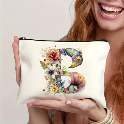 Kosmetyczka Damska Personalizowana Litera Kwiatowy Wzór Dzień Matki
