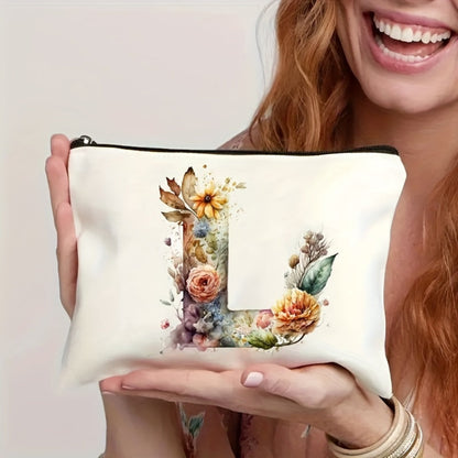 Kosmetyczka Damska Personalizowana Litera Kwiatowy Wzór Dzień Matki