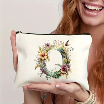 Kosmetyczka Damska Personalizowana Litera Kwiatowy Wzór Dzień Matki