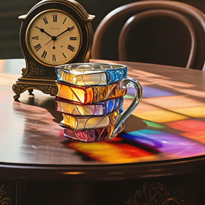 Kubek Kawowy Szklany 3D Motyw Książek