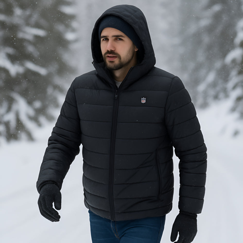 Kurtka Zimowa Grzewcza z Regulacją Temperatury USB Czarna