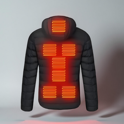 Kurtka Zimowa Grzewcza z Regulacją Temperatury USB Czarna