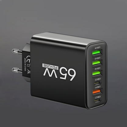 Ładowarka Sieciowa USB C 65W Szybkie Ładowanie 6 Portów