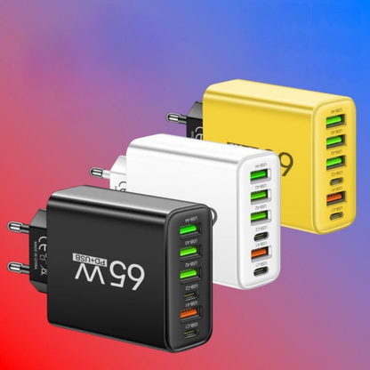Ładowarka Sieciowa USB C 65W Szybkie Ładowanie 6 Portów