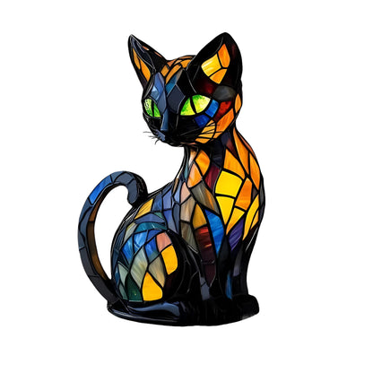 Lampa Nocna Dekoracyjna Witrażowa Kot Lampa Stołowa Dom