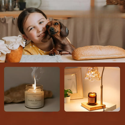 Table Lamp Candle Warmer Glass Wooden Base