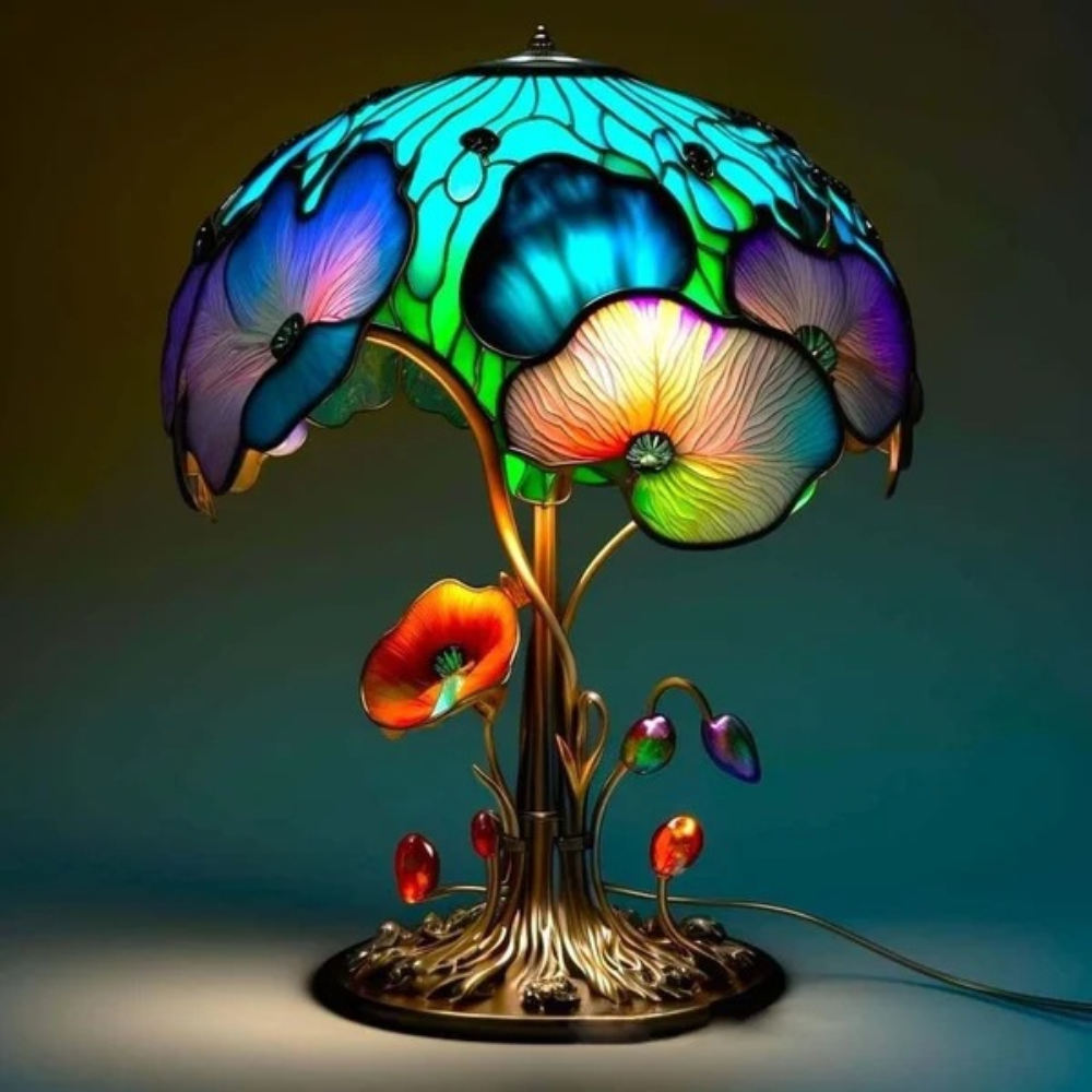 LED Stained Glass Table Lamp in Artistic Style Decorative