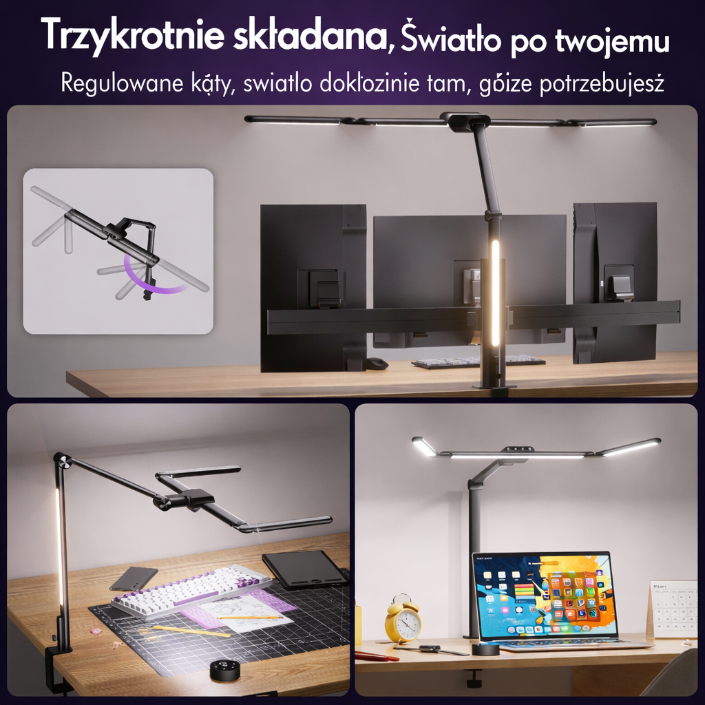 Lampa Biurkowa LED Monitora Składana Czujnikiem Ruchu 2
