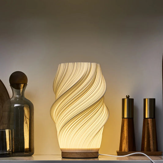Lampa Stołowa USB Drewnianą Podstawą Stylu Nowoczesnym 7