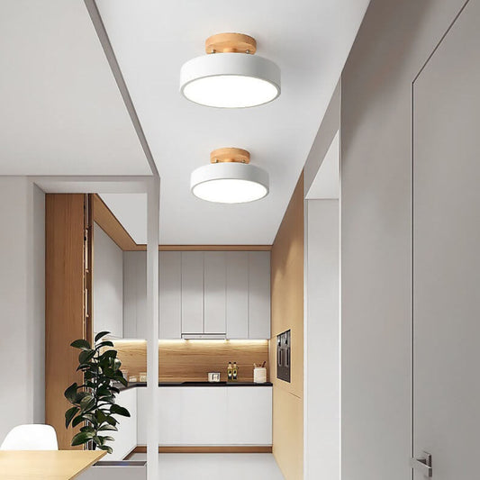 Lampa Sufitowa LED Stylu Nordyckim Drewnianym Akcentem 1
