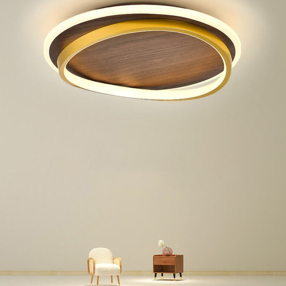 Lampa Sufitowa LED Stylu Nordyckim Drewnianym Wykończeniem 2
