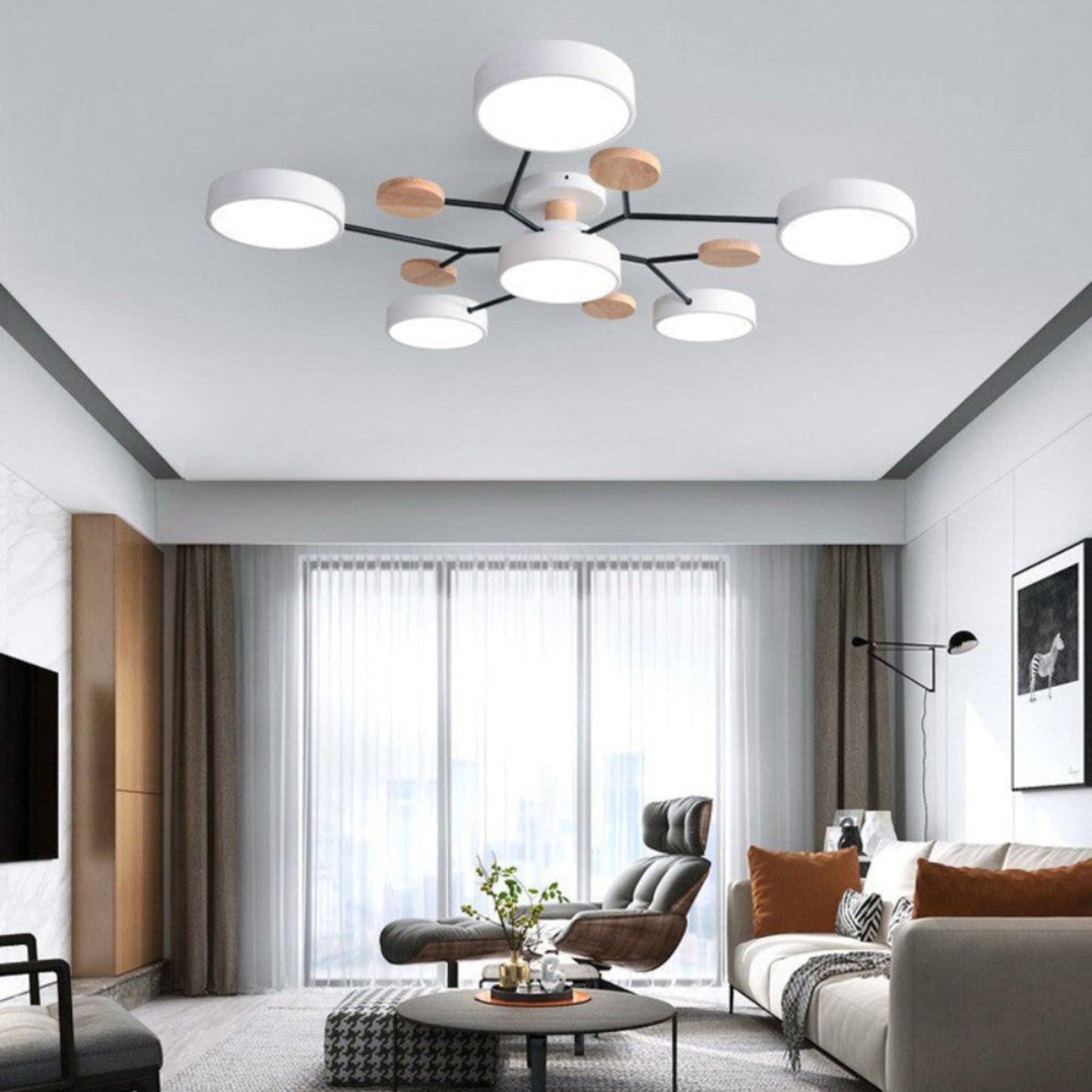 Lampa Sufitowa LED Stylu Skandynawskim Wzorem Molekularnym 6