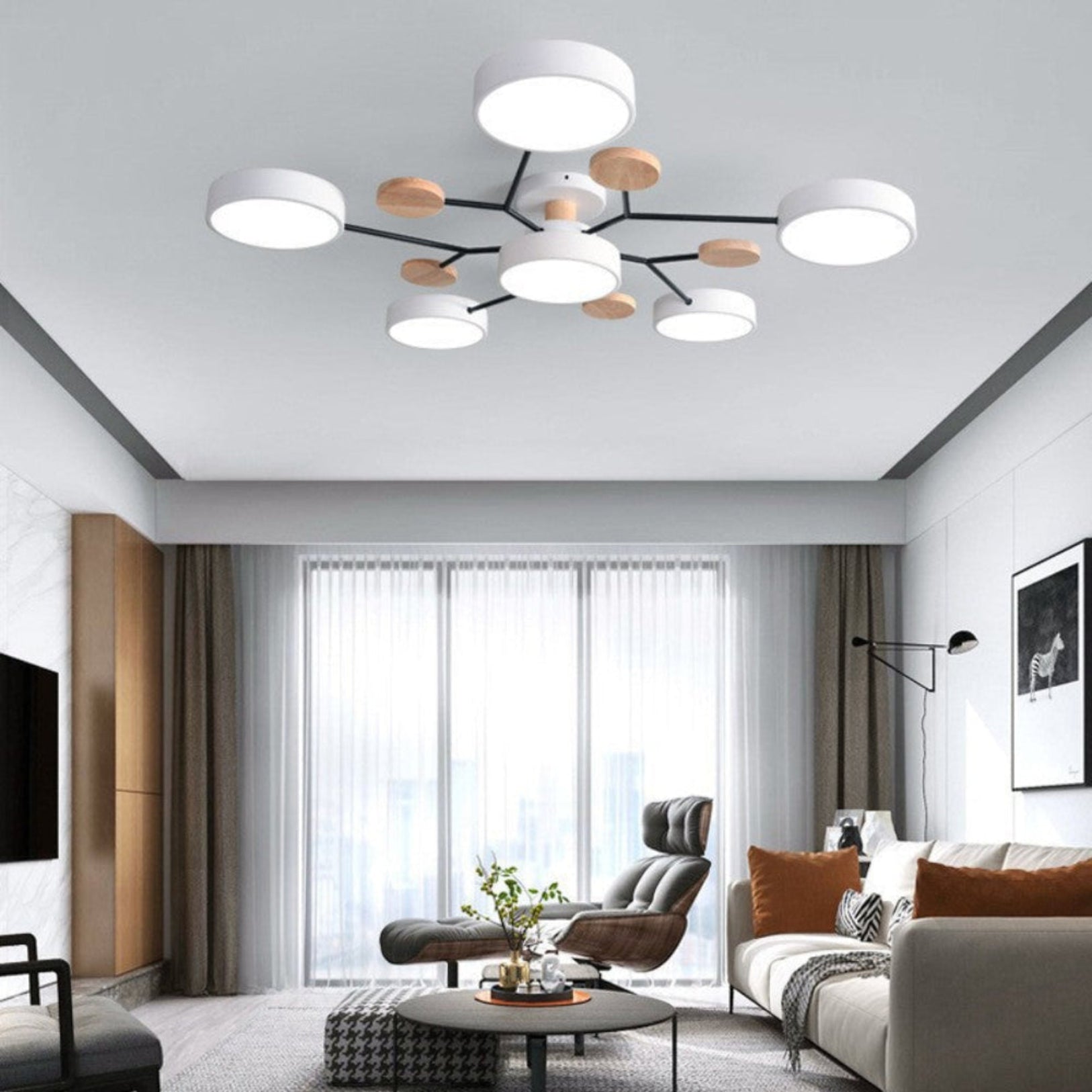 Lampa Sufitowa LED Stylu Skandynawskim Wzorem Molekularnym 6