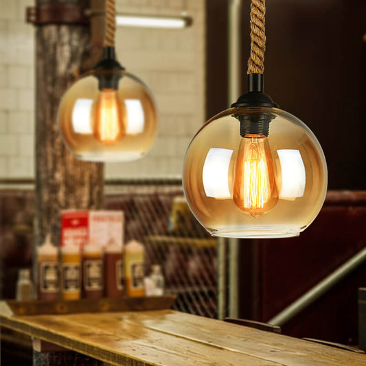 Lampa Wisząca Industrialna Szklana Kula Liną Retro 1