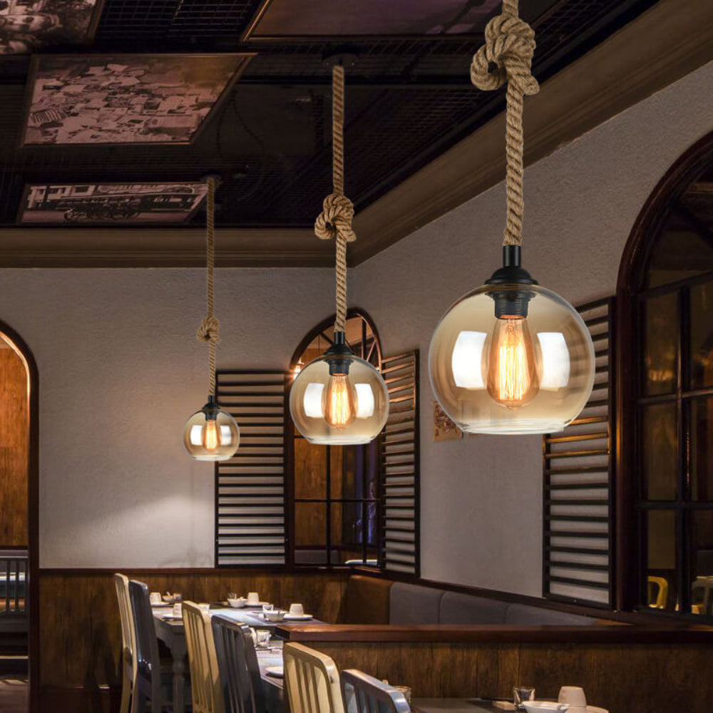 Lampa Wisząca Industrialna Szklana Kula Liną Retro 2