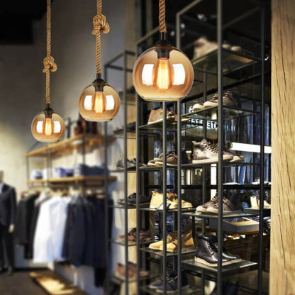 Lampa Wisząca Industrialna Szklana Kula Liną Retro 5