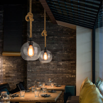 Lampa Wisząca Industrialna Szklana Kula Liną Retro 7