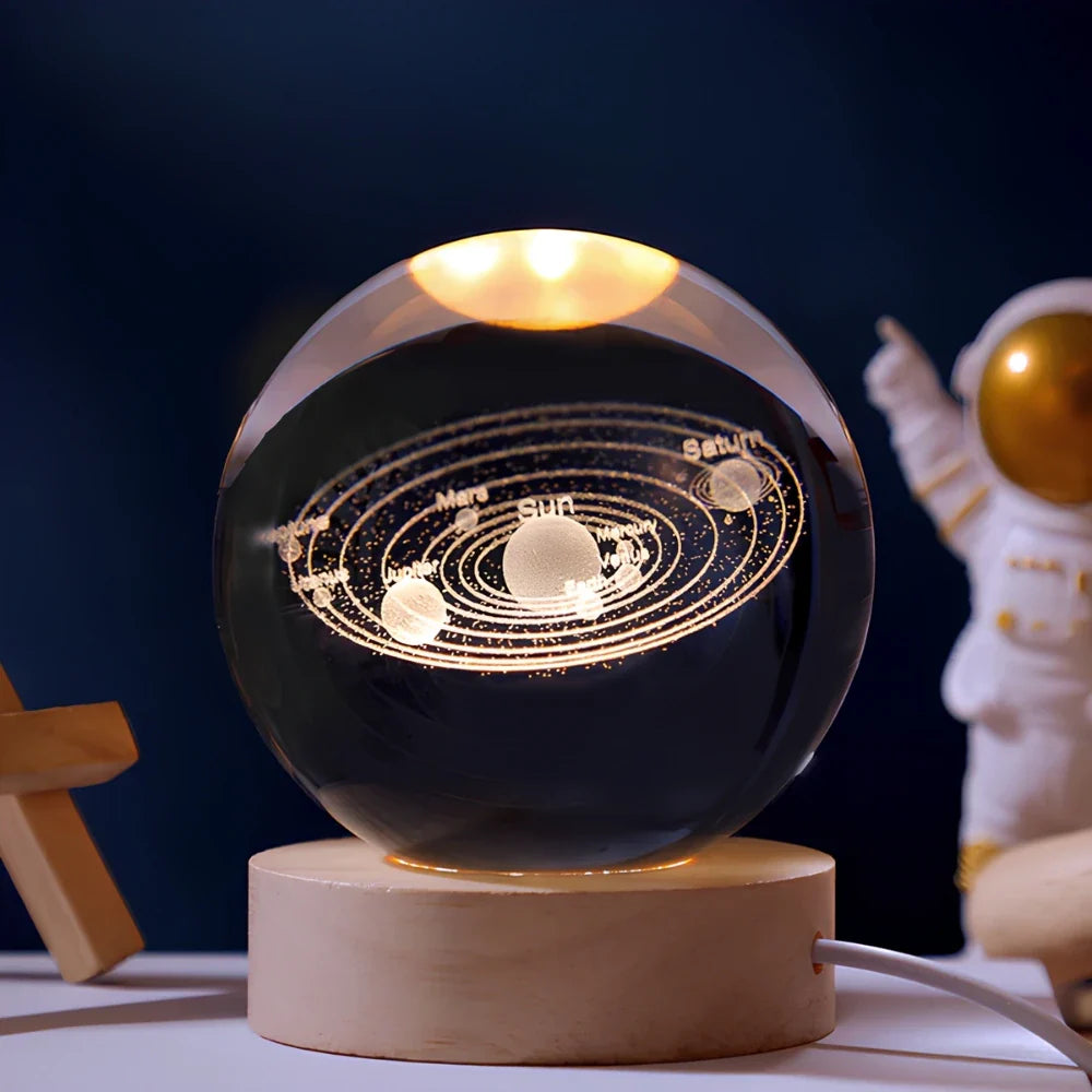 Lampka nocna Kryształowa Kula świecąca dekoracja planet kosmosu 3