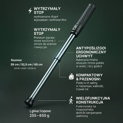 Laska Metalowa Teleskopowa Składana Antypoślizgowy Uchwyt