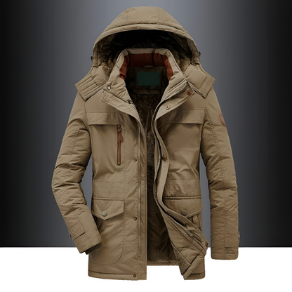 Męska Kurtka Parka Pikowana Kapturem Odzież Outdoorowa 2