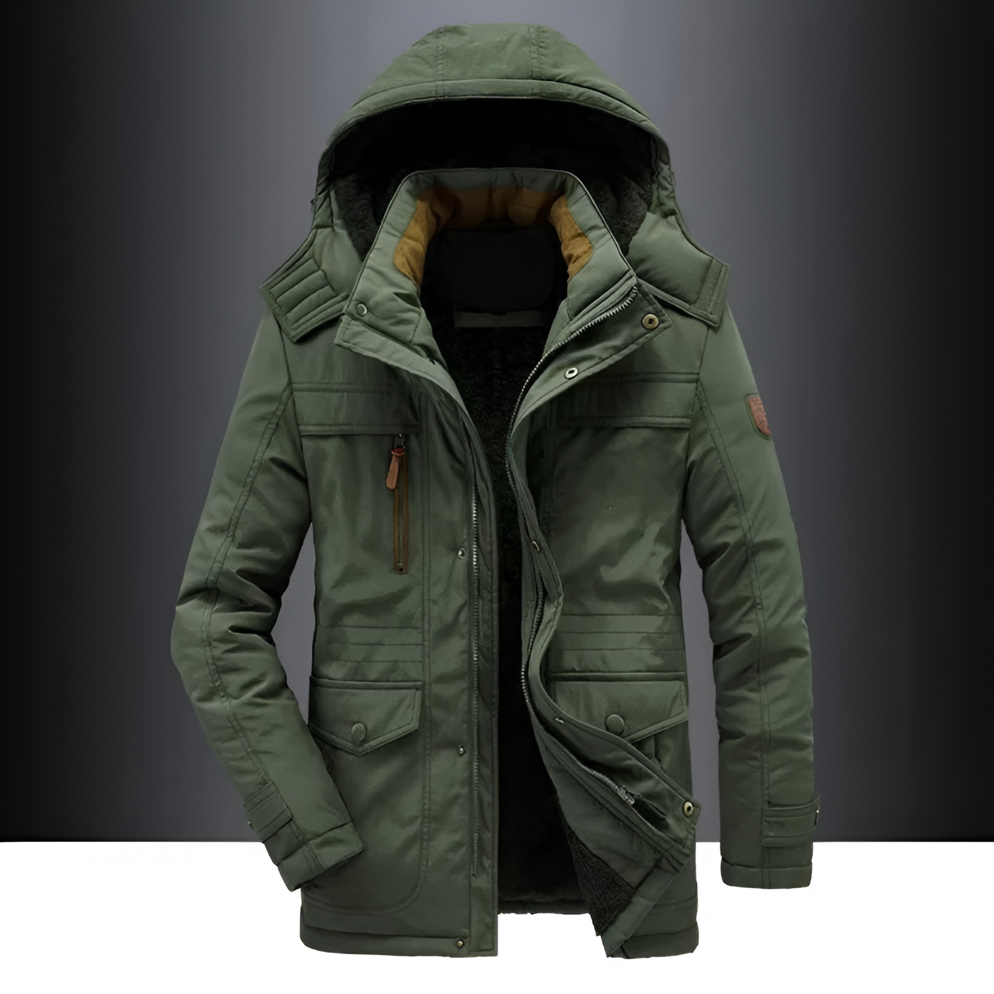 Męska Kurtka Parka Pikowana Kapturem Odzież Outdoorowa 4