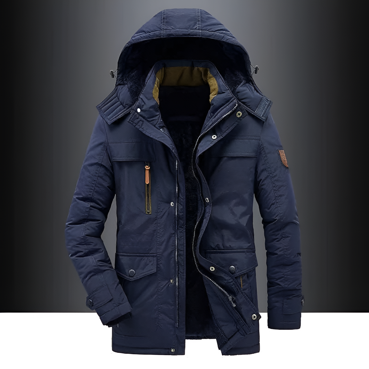 Męska Kurtka Parka Pikowana Kapturem Odzież Outdoorowa 6