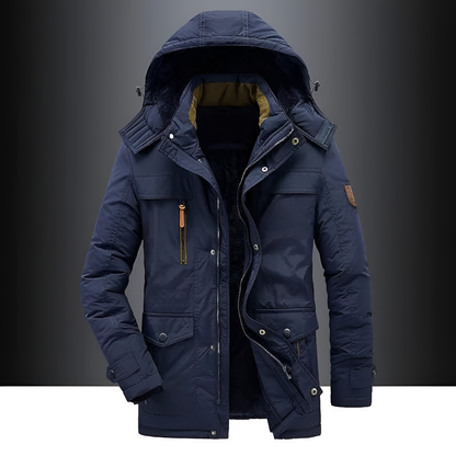 Męska Kurtka Parka Pikowana Kapturem Odzież Outdoorowa 6