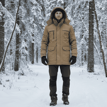 Męska Kurtka Parka Pikowana Kapturem Odzież Outdoorowa 1