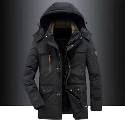 Męska Kurtka Parka Pikowana Kapturem Odzież Outdoorowa 8