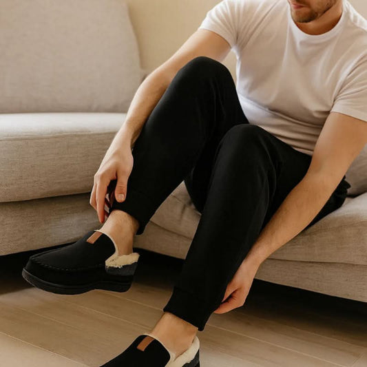 Męskie Ciepłe Skórzane Buty Wsuwane Casualowe Loafersy 1