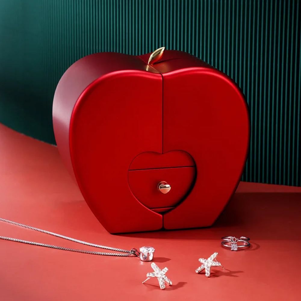 Gift Box Apple Red Rose Jewelry Casket