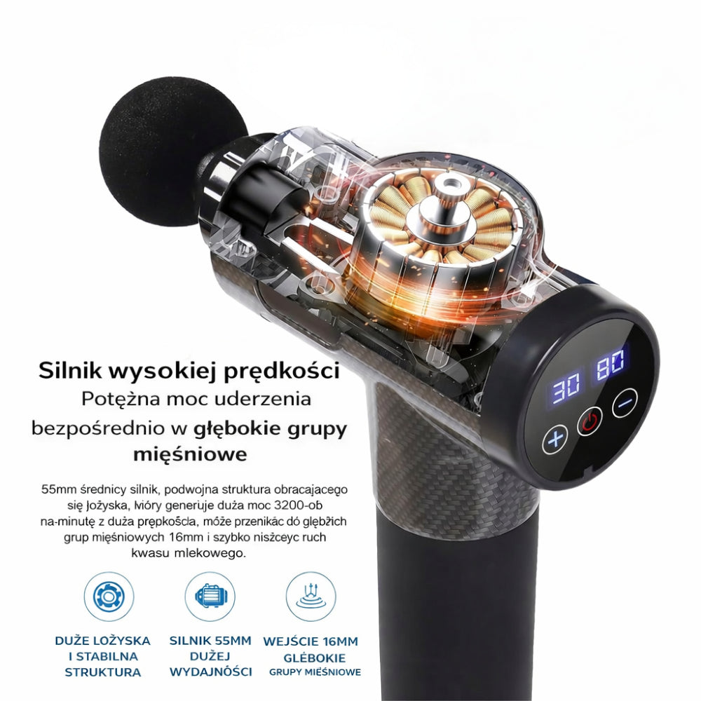 Masażer Elektryczny Regulacja Intensywności Głowice Wymienne