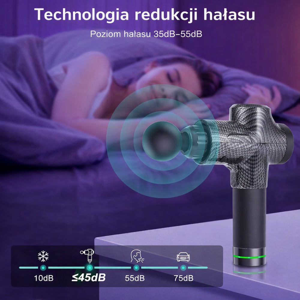 Masażer Elektryczny Regulacja Intensywności Głowice Wymienne