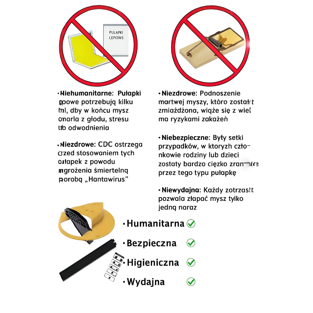 Pułapka na Myszy Automatyczna Wiadrowa Wielokrotnego Użytku