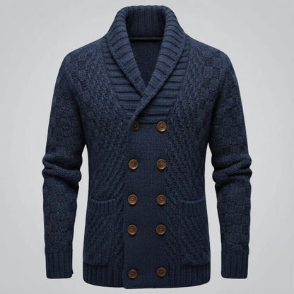 Męski Sweter Kardigan Dzianinowy Kołnierz Szalowy