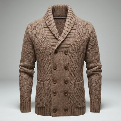 Męski Sweter Kardigan Dzianinowy Kołnierz Szalowy