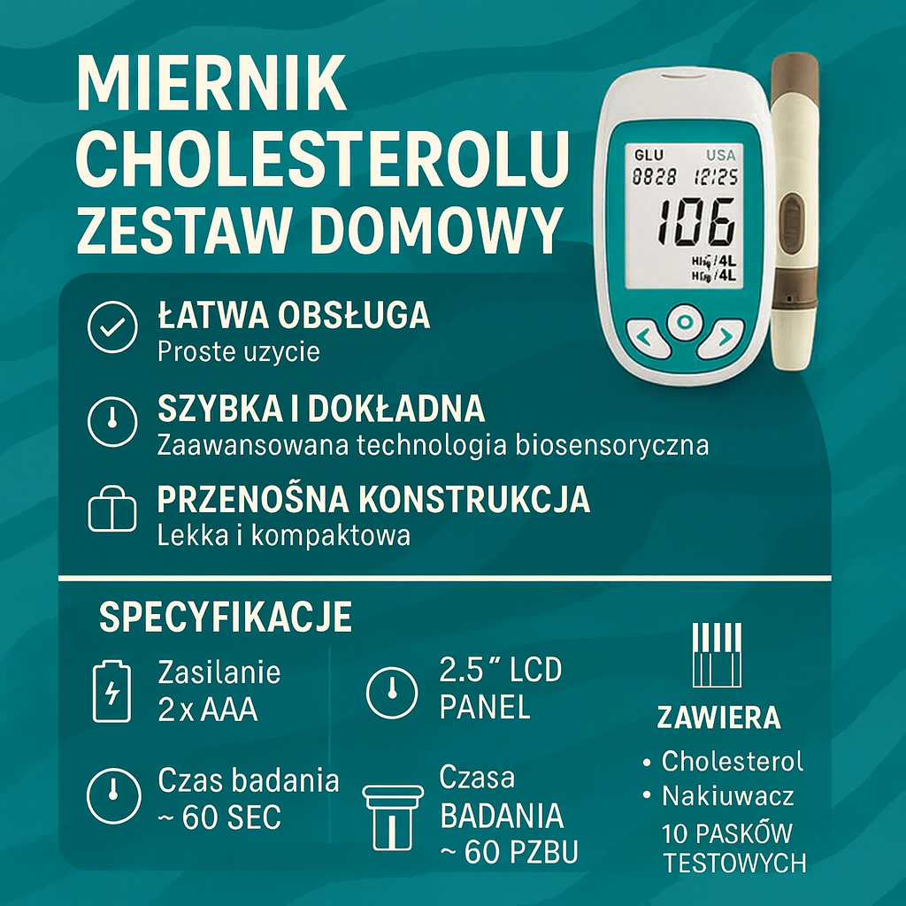 Miernik Cholesterolu Domowy Tester Glukozy Paski Testowe