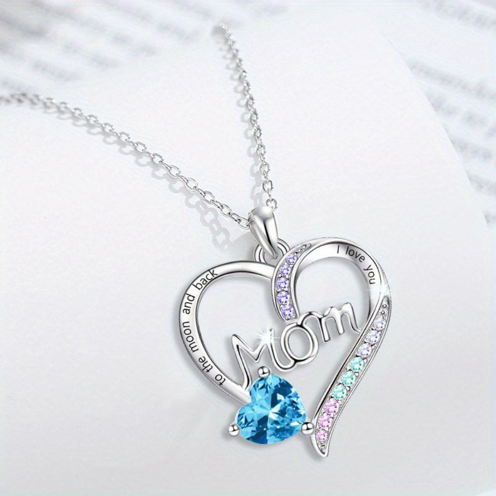 Women's Necklace Heart Mom Zirconia Elegant Mothers Day